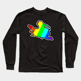 Mayne Island Silhouette in Rainbow Colours - Colourful Pattern - Gulf Islands Gift - Mayne Island Long Sleeve T-Shirt